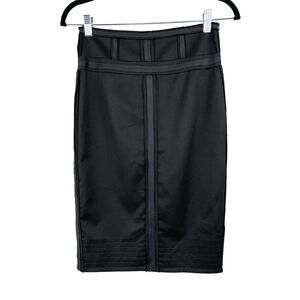 Robert Rodriguez Silk Blend Windowpane Pencil Skirt Black Contemporary Midi 2